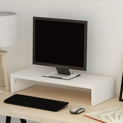 vidaXL Stojan na monitor z drevotriesky, 60x23,5x12 cm, biely
