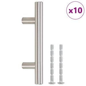 vidaXL Rukov&auml;te na skrinku 10 ks strieborn&eacute; rozstup otvorov 64 mm celkov&aacute; dĺžka 100 mm nehrdzavej&uacute;ca oceľ