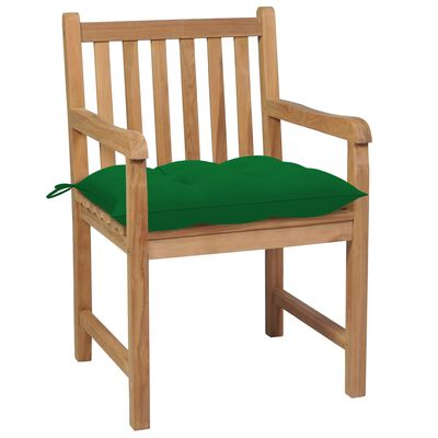 vidaXL Záhradné stoličky 6 ks so zelenými podložkami tíkový masív