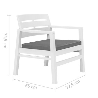vidaXL 3-dielna záhradná sedacia súprava biela plastová