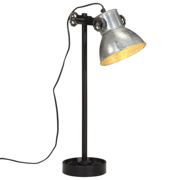 vidaXL Stolov&aacute; lampa 25 W starožitn&aacute; strieborn&aacute; 15x15x55 cm E27