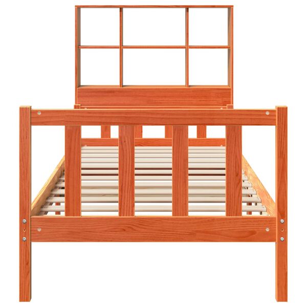 vidaXL Posteľ s knižnicou bez matraca vosková 75x190 cm masívne drevo