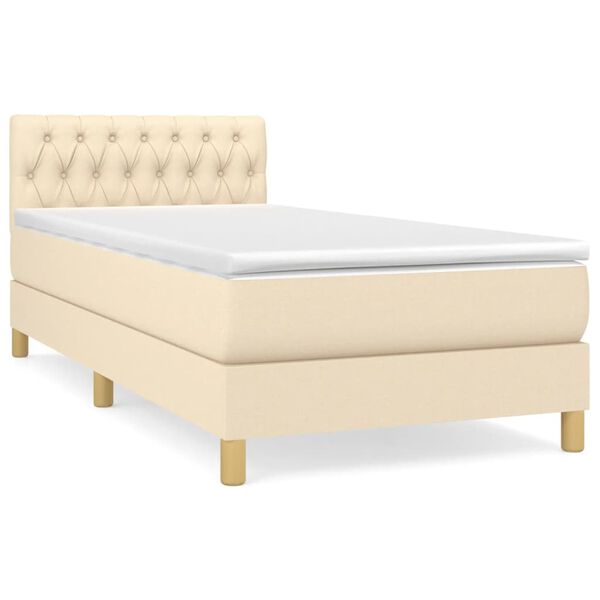 vidaXL Posteľn&yacute; r&aacute;m boxspring s matracom kr&eacute;mov&yacute; 90x190 cm l&aacute;tka