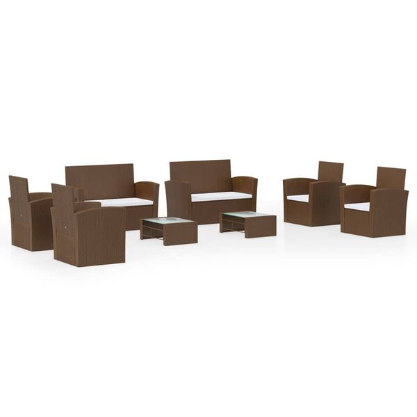 vidaXL 8-dielna z&aacute;hradn&aacute; sedacia s&uacute;prava s vank&uacute;&scaron;mi hned&aacute; polyratanov&aacute;