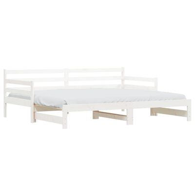 vidaXL Vysúvacia denná posteľ biela 90x200 cm masívna borovica