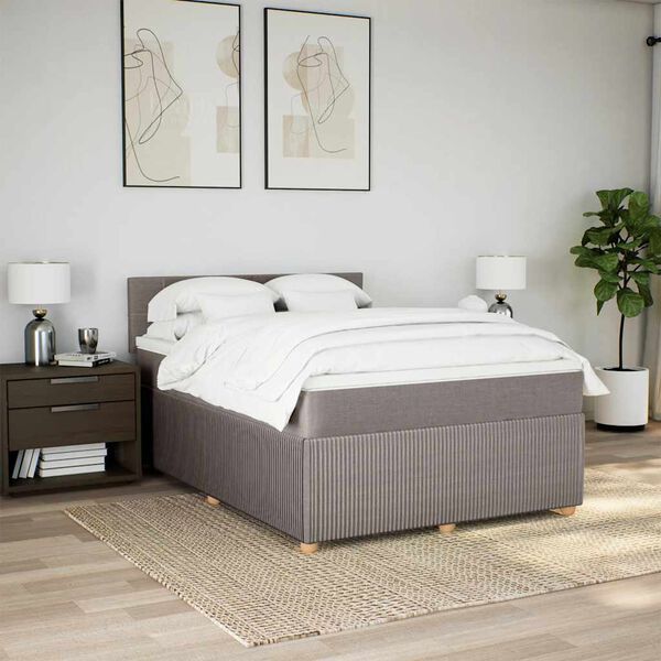 vidaXL Posteľn&yacute; r&aacute;m boxspring s matracom sivohned 160x200 cm l&aacute;tka
