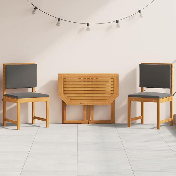 vidaXL Záhradný bistro set 3 pcs Hnedá akáciový masív