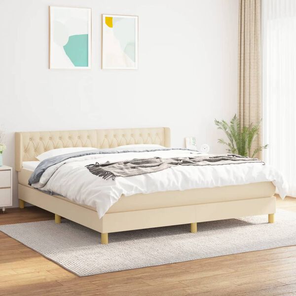 vidaXL Posteľn&yacute; r&aacute;m boxspring s matracom kr&eacute;mov&yacute; 180x200 cm l&aacute;tka
