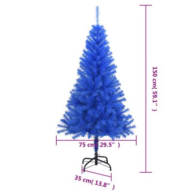 vidaXL Umelý vianočný stromček so stojanom, modrý 150 cm, PVC