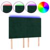 vidaXL Čelo postele s LED tmavozelen&eacute; 144x5x118/128 cm zamat