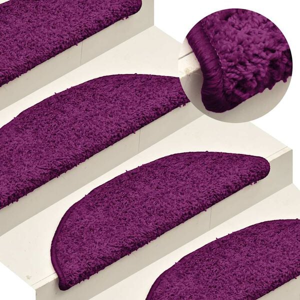 vidaXL Schodové rohože 30 ks 56x17x3 cm ružové polkruhové