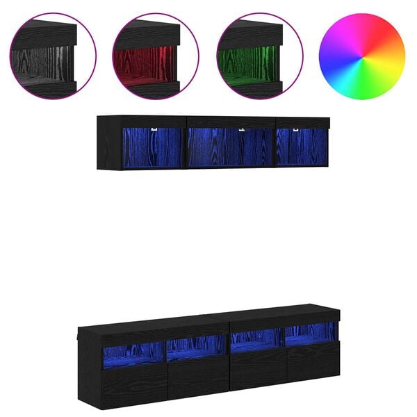 vidaXL TV n&aacute;stenn&eacute; jednotky s LED 5 pcs Čierny dub 80 x 30 x 40 cm