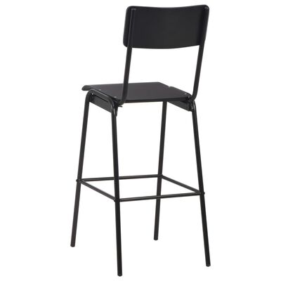 vidaXL Barové stoličky 6 ks čierne preglejka a oceľ