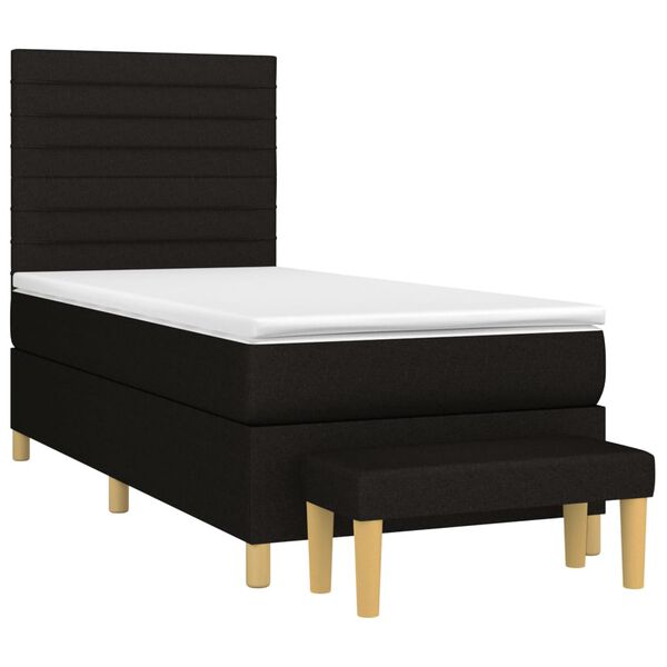 vidaXL Posteľn&yacute; r&aacute;m boxspring s matracom čierny 90x200 cm l&aacute;tka