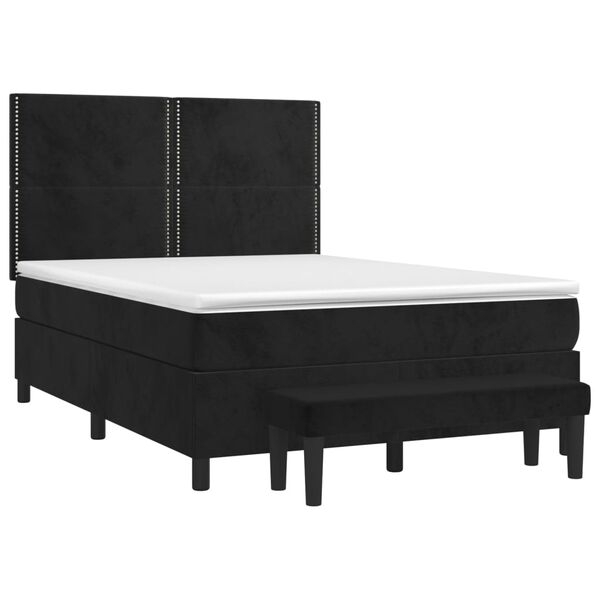vidaXL Posteľn&yacute; r&aacute;m boxspring s matracom čierny 140x190 cm zamat