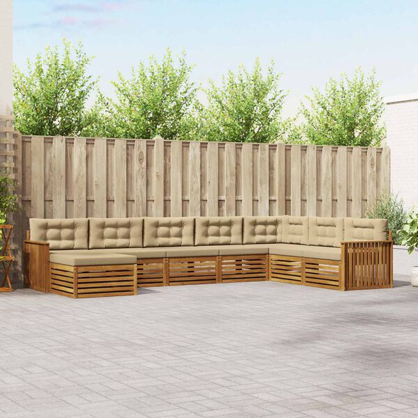 vidaXL S&uacute;pravy pohoviek 8 pcs Pr&iacute;rodn&aacute; a b&eacute;žov&aacute; Pevn&eacute; ak&aacute;ciov&eacute; drevo