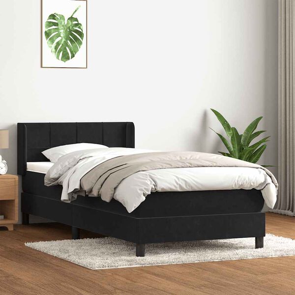 vidaXL Posteľn&yacute; r&aacute;m boxspring s matracom čierny 80x210 cm zamat