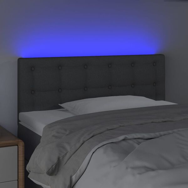 vidaXL Čelo postele s LED tmavosiv&eacute; 100x5x78/88 cm l&aacute;tka