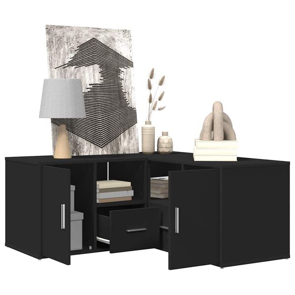 vidaXL Rohová skrinka čierna 160x40x45 cm kompozitné drevo