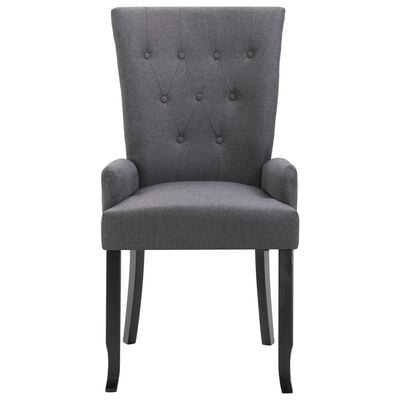 vidaXL Jedálenské stoličky s opierkami 4 ks, tmavosivé, látka