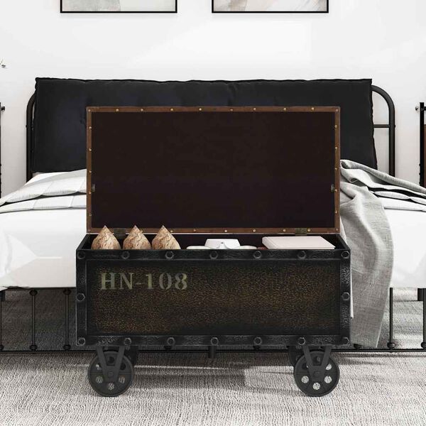 vidaXL &Uacute;ložn&aacute; lavica, mas&iacute;vne drevo a umel&aacute; koža, 80,5x41x50 cm