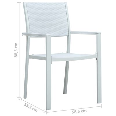 vidaXL Záhradné stoličky 4 ks biele plastové ratanový vzhľad