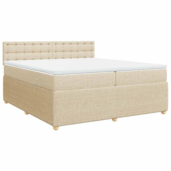 vidaXL Boxspring posteľ s matracom kr&eacute;mov&aacute; 200x200 cm l&aacute;tka