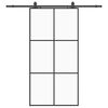 vidaXL Posuvn&eacute; dvere s kovan&iacute;m čierne 102x205 cm ESG sklo