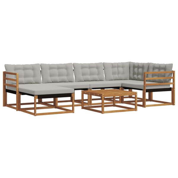 vidaXL Z&aacute;hradn&aacute; s&uacute;prava gaučov s vank&uacute;&scaron;om 7 pcs Pr&iacute;rodn&aacute; a svetlosiv&aacute;