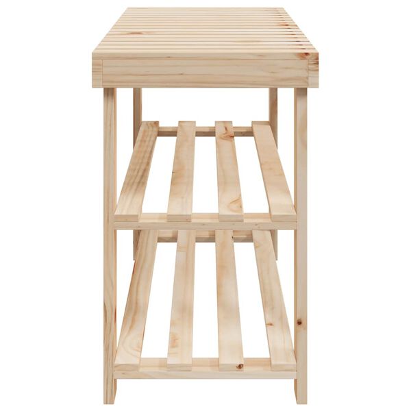 vidaXL Reg&aacute;l na top&aacute;nky s lavičkou 2-v-1, jedľov&yacute; mas&iacute;v