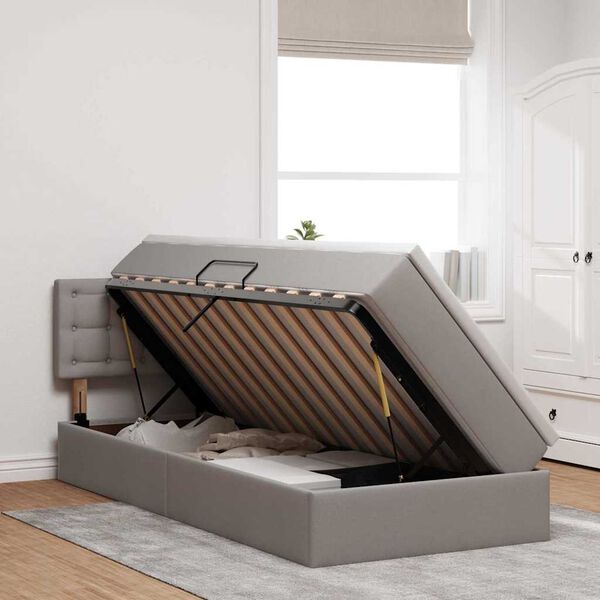 vidaXL Postel s &uacute;ložn&yacute;m prostorem a LED svetlom Sivohned&aacute; 100 x 200 cm