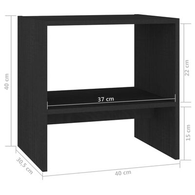 vidaXL Nočné stolíky 2 ks čierne 40x30,5x40 cm borovicový masív