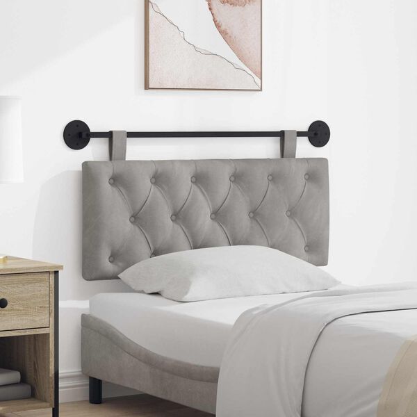 vidaXL Z&aacute;vesn&aacute; Čel&aacute; N&aacute;stenn&yacute; Svetlosiv&aacute; 110 x 55 x 7 cm Zamat