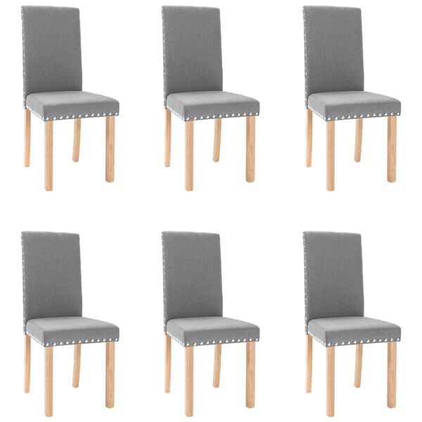 vidaXL Jed&aacute;lensk&eacute; stoličky 6 ks svetlosiv&eacute; l&aacute;tkov&eacute;