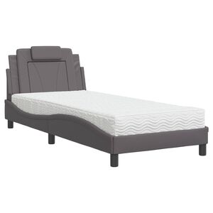 vidaXL Posteľ Viana s matracom siv&aacute; 80x200 cm umel&aacute; koža