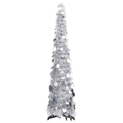 vidaXL Rozkladací umelý vianočný stromček, strieborný 120 cm, PET