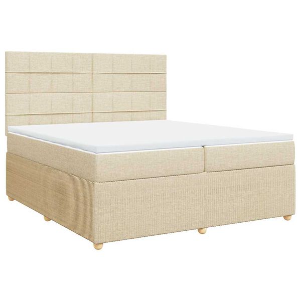 vidaXL Boxspring posteľ s matracom kr&eacute;mov&aacute; 200x200 cm l&aacute;tka