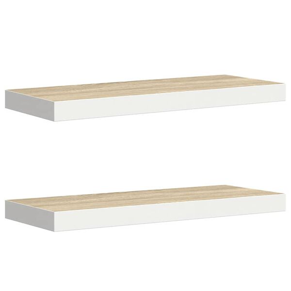 vidaXL Pl&aacute;vaj&uacute;ce n&aacute;stenn&eacute; police 2ks dubov&eacute; a biele 60x23,5x3,8 cm MDF