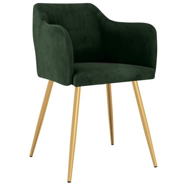 vidaXL Jed&aacute;lensk&eacute; stoličky 6 ks, tmavozelen&eacute;, zamat