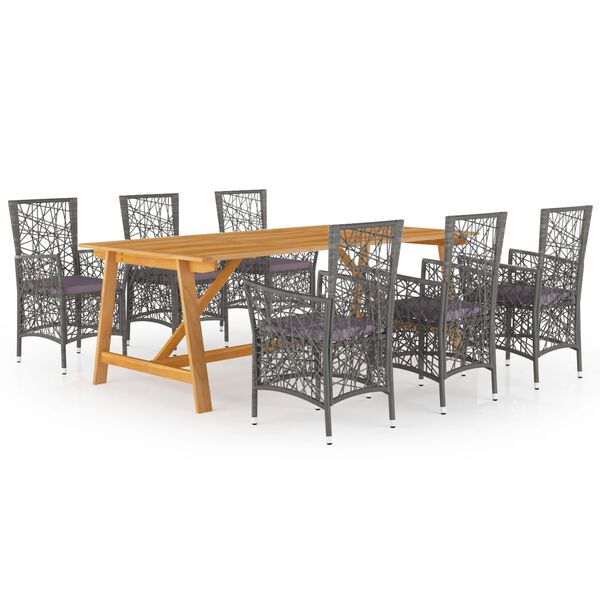 vidaXL 7-dielna z&aacute;hradn&aacute; jed&aacute;lensk&aacute; s&uacute;prava siv&aacute;