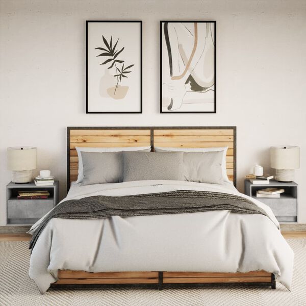 vidaXL N&aacute;stenn&eacute; nočn&eacute; skrinky s LED osvetlen&iacute;m 2 ks bet&oacute;novo siv&eacute;