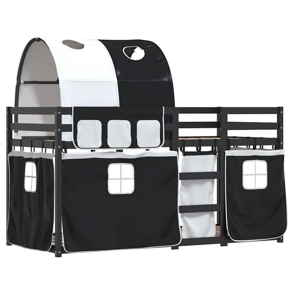 vidaXL Poschodov&aacute; posteľ z&aacute;vesy bielo-čierna 90x190cm mas&iacute;vna borovica