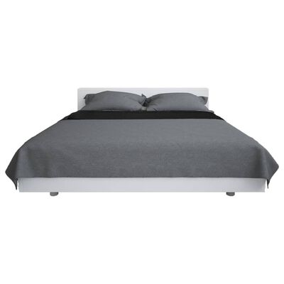 vidaXL Obojstranná posteľná prikrývka, 230x260 cm, šedo-čierna