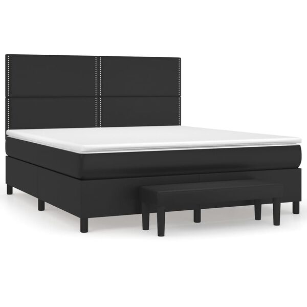 vidaXL Boxspring posteľ s matracom čierna 180x200 cm umel&aacute; koža