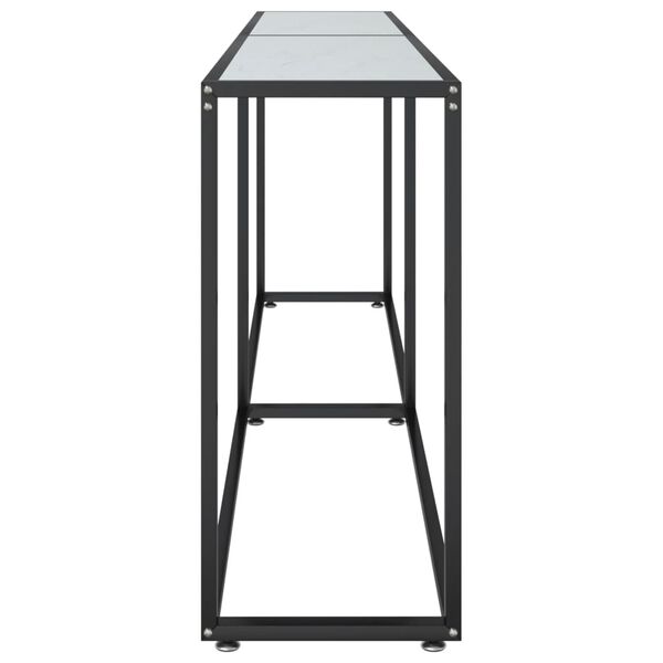 vidaXL Konzolov&yacute; stol&iacute;k biely mramor 220x35x75,5 cm tvrden&eacute; sklo