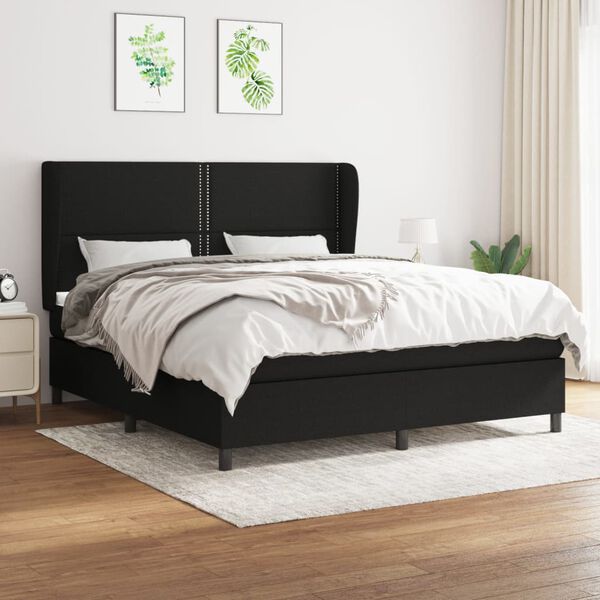 vidaXL Posteľn&yacute; r&aacute;m boxspring s matracom čierny 180x200 cm l&aacute;tka