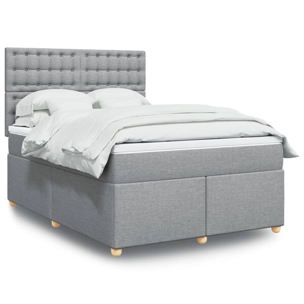 vidaXL Boxspring posteľ s matracom svetlosiv&aacute; 100x200 cm l&aacute;tka