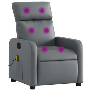 vidaXL Skl&aacute;pacie mas&aacute;žne kreslo siv&eacute; umel&aacute; koža
