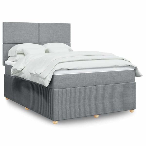 vidaXL Boxspring posteľ s matracom bledosiv&aacute; 140x200 cm l&aacute;tka