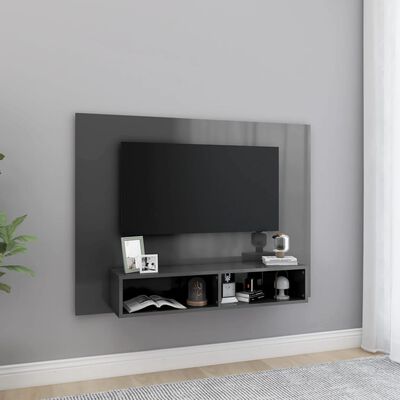 vidaXL Nástenná TV skrinka lesklá sivá 120x23,5x90 cm drevotrieska